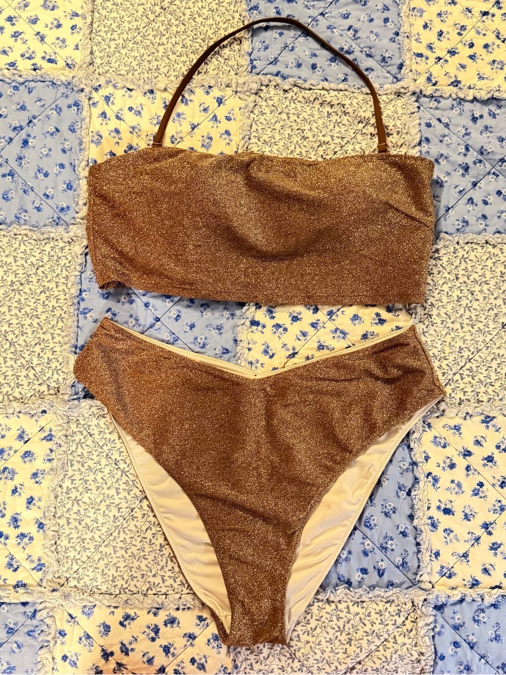 PINK Victoria's Secret Shimmery Bronze Bandeau Bikini